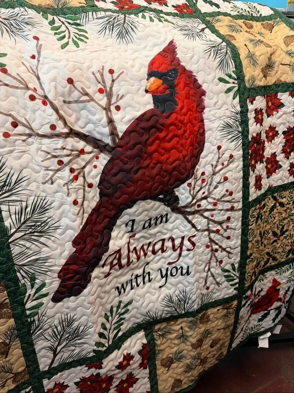 Christmas Red Cardinal I Will Always Be With You Patchwork Quilt NEW ON PACKAGE